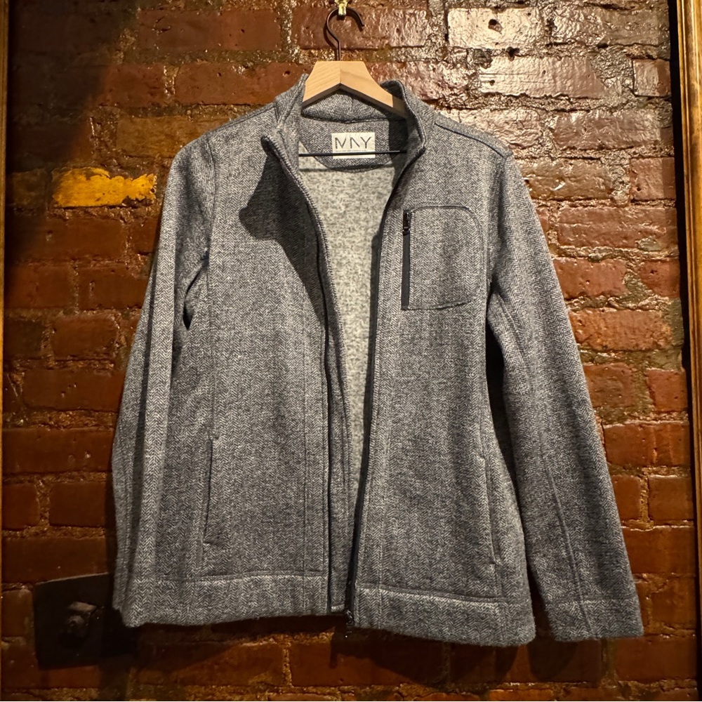 Herringbone Gray Zip-Up Jacket